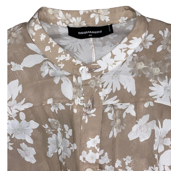 LAST CALL! DSQUARED2 Women’s Brown & Cream Floral Patterned Dress Size 40 - Picture 12 of 14